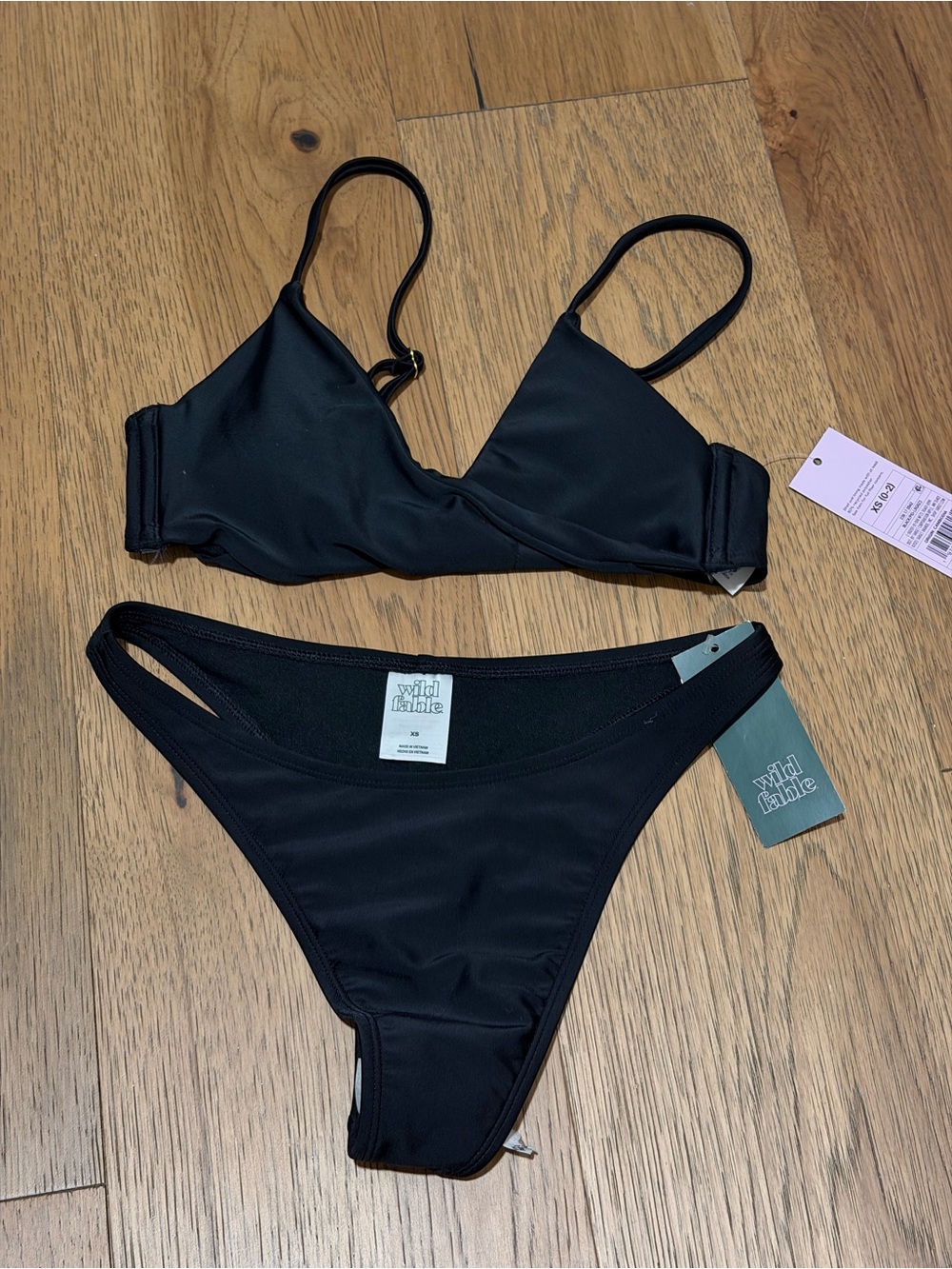 Target XS NWT wild fable Black Triangle thong cheeky two piece Bikini Set